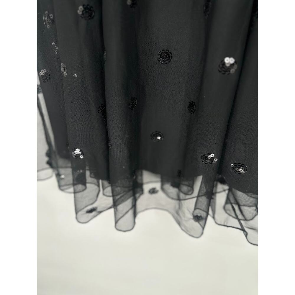 Intimately FP Free People Sequin Polka Dot Mesh Midi Skirt S Black Whimsigoth - Picture 4 of 8